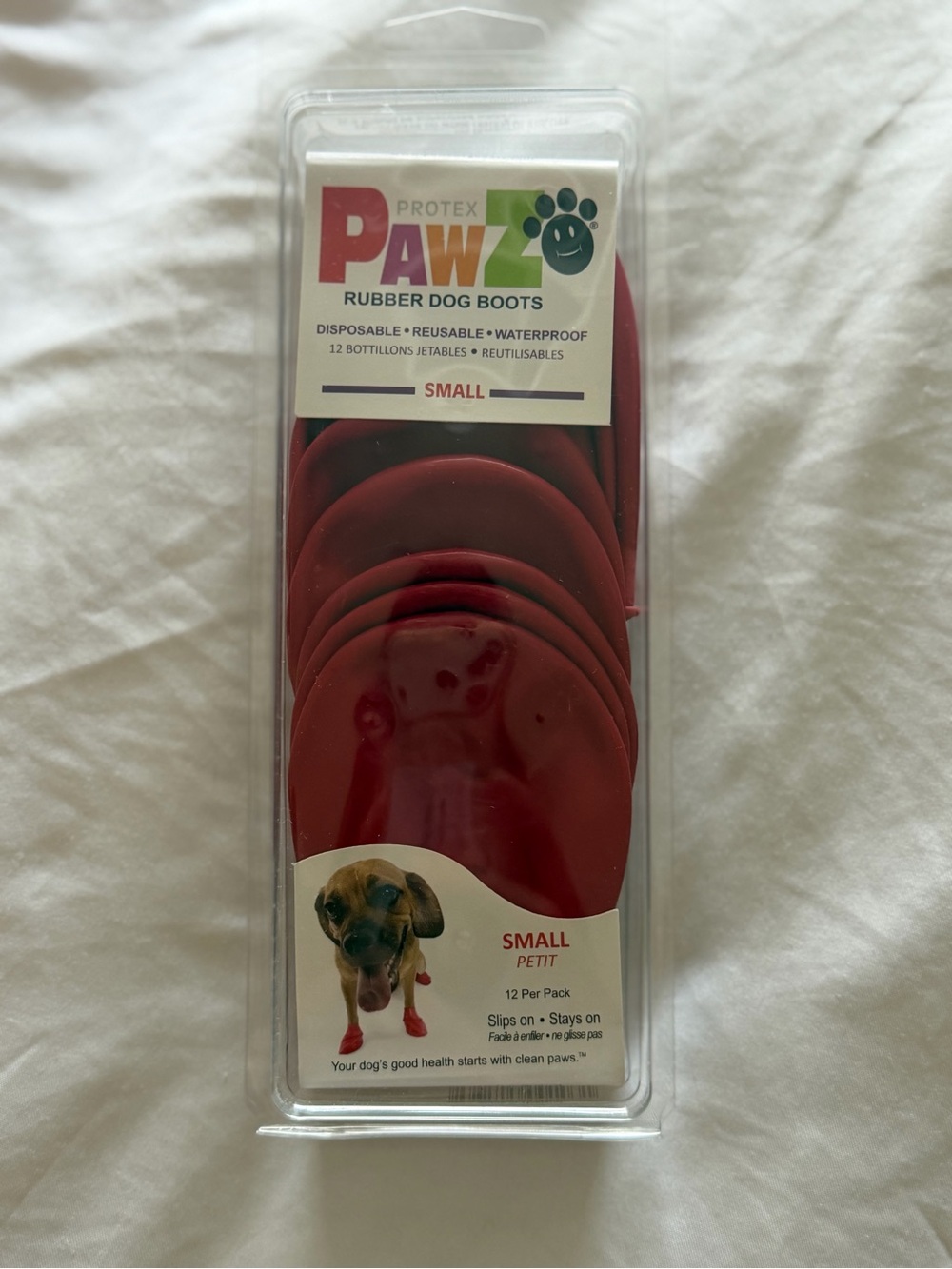 PAWZ Small Red Rubber Dog Boots - Pack of 12